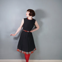 Load image into Gallery viewer, 70s BLACK AND FIREY CHECK DRESS AND JACKET 3 PIECE SET  - M