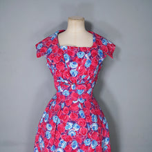 Load image into Gallery viewer, 60s BRIGHT PINK FLORAL DRESS WITH REMOVABLE COLLAR - XS-S