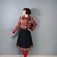 Load image into Gallery viewer, 70s BLACK AND FIREY CHECK DRESS AND JACKET 3 PIECE SET  - M