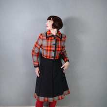 Load image into Gallery viewer, 70s BLACK AND FIREY CHECK DRESS AND JACKET 3 PIECE SET  - M