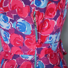 Load image into Gallery viewer, 60s BRIGHT PINK FLORAL DRESS WITH REMOVABLE COLLAR - XS-S