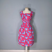 Load image into Gallery viewer, 60s BRIGHT PINK FLORAL DRESS WITH REMOVABLE COLLAR - XS-S