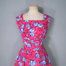 Load image into Gallery viewer, 60s BRIGHT PINK FLORAL DRESS WITH REMOVABLE COLLAR - XS-S