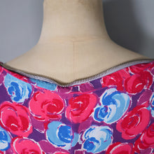 Load image into Gallery viewer, 60s BRIGHT PINK FLORAL DRESS WITH REMOVABLE COLLAR - XS-S