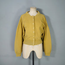 Load image into Gallery viewer, 80s OVERSIZED MUSTARD YELLOW RIB TEXTURE COTTON CARDIGAN - M-L