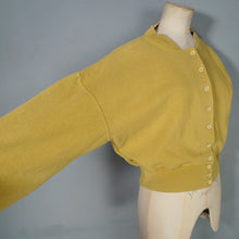 Load image into Gallery viewer, 80s OVERSIZED MUSTARD YELLOW RIB TEXTURE COTTON CARDIGAN - M-L
