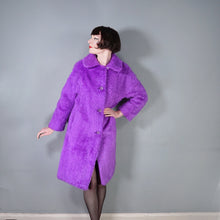 Load image into Gallery viewer, 70s / 80s ASTRAKA BOLD COLOURFUL PURPLE SOFT FAUX FUR COAT - M