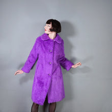 Load image into Gallery viewer, 70s / 80s ASTRAKA BOLD COLOURFUL PURPLE SOFT FAUX FUR COAT - M