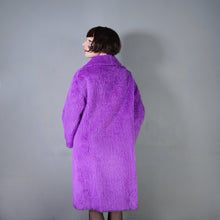 Load image into Gallery viewer, 70s / 80s ASTRAKA BOLD COLOURFUL PURPLE SOFT FAUX FUR COAT - M