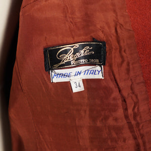 60s ITALIAN MADE DARK RUSSET RED FITTED WOOL JACKET WITH BIG LAPEL - S-M