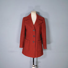 Load image into Gallery viewer, 60s ITALIAN MADE DARK RUSSET RED FITTED WOOL JACKET WITH BIG LAPEL - S-M