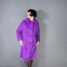 Load image into Gallery viewer, 70s / 80s ASTRAKA BOLD COLOURFUL PURPLE SOFT FAUX FUR COAT - M