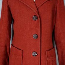 Load image into Gallery viewer, 60s ITALIAN MADE DARK RUSSET RED FITTED WOOL JACKET WITH BIG LAPEL - S-M