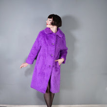 Load image into Gallery viewer, 70s / 80s ASTRAKA BOLD COLOURFUL PURPLE SOFT FAUX FUR COAT - M