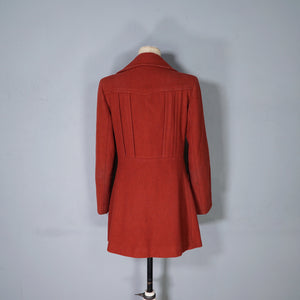 60s ITALIAN MADE DARK RUSSET RED FITTED WOOL JACKET WITH BIG LAPEL - S-M