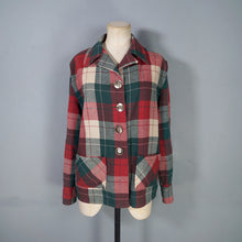 Load image into Gallery viewer, 50s HAROLDS SPORTSWEAR RED GREEN AND CREAM PLAID 49ER WOOL JACKET - M-L