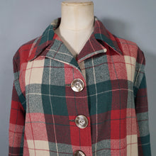 Load image into Gallery viewer, 50s HAROLDS SPORTSWEAR RED GREEN AND CREAM PLAID 49ER WOOL JACKET - M-L