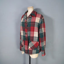 Load image into Gallery viewer, 50s HAROLDS SPORTSWEAR RED GREEN AND CREAM PLAID 49ER WOOL JACKET - M-L