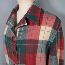 Load image into Gallery viewer, 50s HAROLDS SPORTSWEAR RED GREEN AND CREAM PLAID 49ER WOOL JACKET - M-L