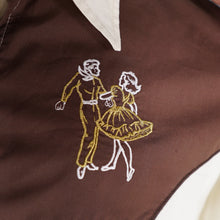 Load image into Gallery viewer, 80s WESTERN SHIRT WITH GOLD DANCING COUPLE EMBROIDERY - M