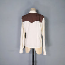 Load image into Gallery viewer, 80s WESTERN SHIRT WITH GOLD DANCING COUPLE EMBROIDERY - M