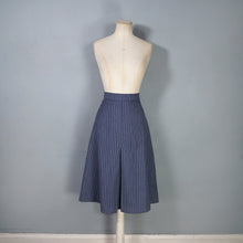 Load image into Gallery viewer, 70s DUSKY BLUE PINSTRIPE FITTED 3 PIECE SKIRT SUIT - S