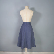 Load image into Gallery viewer, 70s DUSKY BLUE PINSTRIPE FITTED 3 PIECE SKIRT SUIT - S