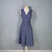 Load image into Gallery viewer, 70s DUSKY BLUE PINSTRIPE FITTED 3 PIECE SKIRT SUIT - S