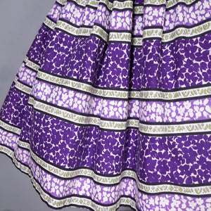 50s VICTOR JOSSELYN PURPLE PRINT FULL SKIRTED COTTON DAY DRESS - S