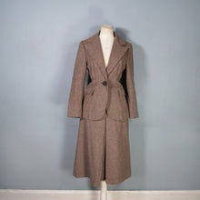 Load image into Gallery viewer, 70s DOES 40s BROWN HOUNDSTOOTH TWEED 2 PIECE SKIRT SUIT - S