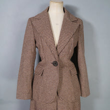 Load image into Gallery viewer, 70s DOES 40s BROWN HOUNDSTOOTH TWEED 2 PIECE SKIRT SUIT - S