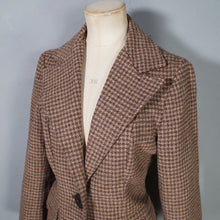 Load image into Gallery viewer, 70s DOES 40s BROWN HOUNDSTOOTH TWEED 2 PIECE SKIRT SUIT - S