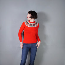 Load image into Gallery viewer, 70s PURE SHETLAND WOOL RED FAIRISLE CHRISTMAS JUMPER - S