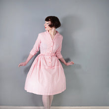 Load image into Gallery viewer, 60s KAYSTYLE PINK STRIPE SLEEVED SHIRT DRESS WITH BOW - XS