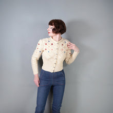 Load image into Gallery viewer, AUSTRIAN / TYROLEAN CREAM COLOURED BOBBLE KNIT FOLKLORE CARDIGAN - M-L