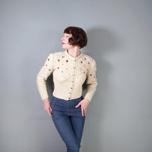 Load image into Gallery viewer, AUSTRIAN / TYROLEAN CREAM COLOURED BOBBLE KNIT FOLKLORE CARDIGAN - M-L