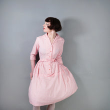 Load image into Gallery viewer, 60s KAYSTYLE PINK STRIPE SLEEVED SHIRT DRESS WITH BOW - XS