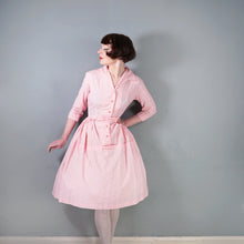 Load image into Gallery viewer, 60s KAYSTYLE PINK STRIPE SLEEVED SHIRT DRESS WITH BOW - XS
