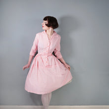 Load image into Gallery viewer, 60s KAYSTYLE PINK STRIPE SLEEVED SHIRT DRESS WITH BOW - XS