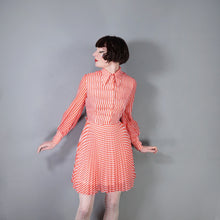 Load image into Gallery viewer, 70s RED AND WHITE CANDY CANE STRIPE PLEATED MINI SKATER SHIRT DRESS - S