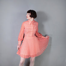 Load image into Gallery viewer, 70s RED AND WHITE CANDY CANE STRIPE PLEATED MINI SKATER SHIRT DRESS - S