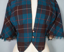 Load image into Gallery viewer, 40s SUZANNE DARK GREEN PLAID CAPE STYLE WAISTCOAT - S-M