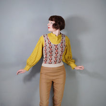 Load image into Gallery viewer, 70s BROWN AND GREY ART DECO LADY PORTRAIT PATTERN TANK TOP - M