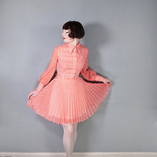 Load image into Gallery viewer, 70s RED AND WHITE CANDY CANE STRIPE PLEATED MINI SKATER SHIRT DRESS - S