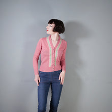 Load image into Gallery viewer, 50s / 60s BERMAN&#39;S FINEST SHETLAND WOOL PINK FAIRISLE CARDIGAN - M