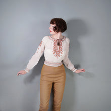 Load image into Gallery viewer, 40s HUNGARIAN GAUZE COTTON BLOUSE WITH FLORAL EMBROIDERY - XS-S