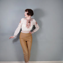 Load image into Gallery viewer, 40s HUNGARIAN GAUZE COTTON BLOUSE WITH FLORAL EMBROIDERY - XS-S