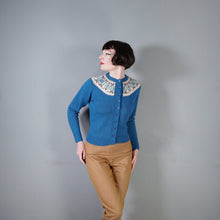 Load image into Gallery viewer, 70s HANDKNITTED BLUE WOOL FAIRISLE CARDIGAN - S-M