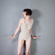 Load image into Gallery viewer, 50s DE WEESE LACE SPIDER WEB AND BUTTERFLY RHINESTONED SWIMSUIT - XS