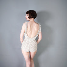 Load image into Gallery viewer, 50s DE WEESE LACE SPIDER WEB AND BUTTERFLY RHINESTONED SWIMSUIT - XS